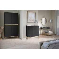 Komoda z szufladami Nicole 100 cm - czarny mat / złote nóżki Komoda z szufladami Nicole 100 cm - czarny mat / złote nóżki