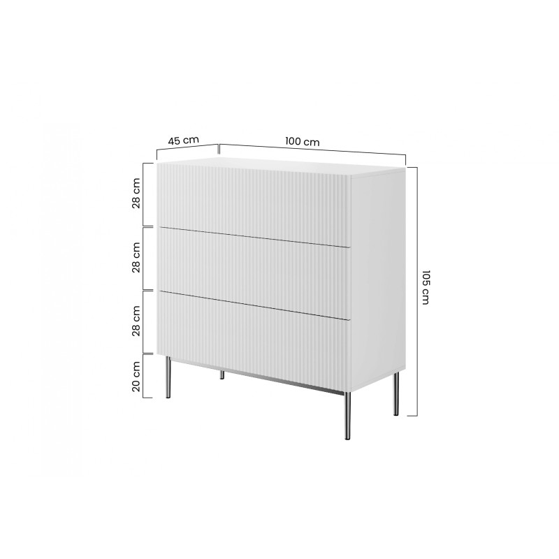 Komoda z szufladami Nicole 100 cm - czarny mat / złote nóżki Komoda z szufladami Nicole 100 cm - czarny mat / złote nóżki
