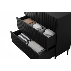 Komoda z szufladami Nicole 100 cm - czarny mat / czarne nóżki Komoda z szufladami Nicole 100 cm - czarny mat / czarne nóżki
