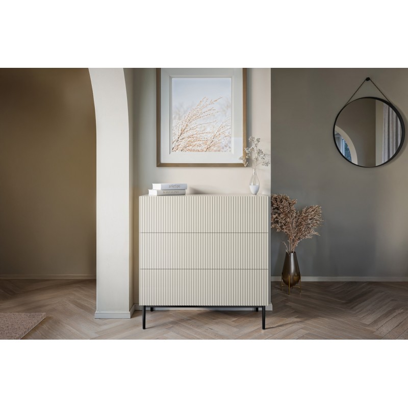 Komoda z szufladami Nicole 100 cm - kaszmir / czarne nóżki Komoda z szufladami Nicole 100 cm - kaszmir / czarne nóżki