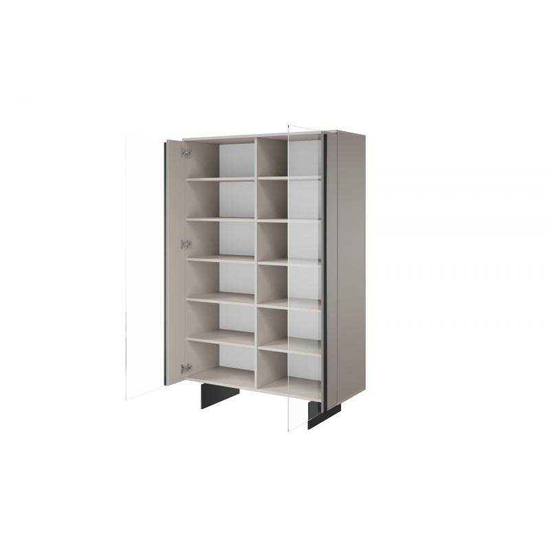 Witryna Larena z metalowymi nogami 120 cm - kaszmir / czarne nóżki Witryna Larena z metalowymi nogami 120 cm - kaszmir / czarne nóżki