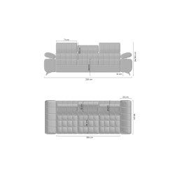 Sofa rozkładana do salonu Dragonis - grafitowy welwet łatwoczyszczący Zetta 305