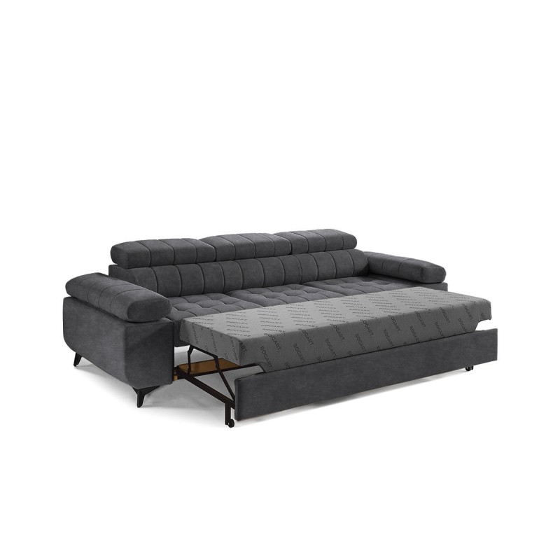 Sofa rozkładana do salonu Dragonis - grafitowy welwet łatwoczyszczący Zetta 305
