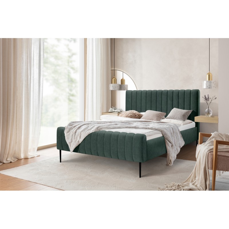 Łóżko sypialniane Nicole 140x200 - zielony welur Vogue 12 / nogi czarne - Końcówka Serii Łóżko sypialniane Nicole 140x200 - zielony welur Vogue 12 / nogi czarne - Końcówka Serii