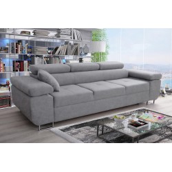 Sofa z funkcją spania Annabelle II z regulowanymi podłokietnikami - szary welwet łatwoczyszczący Zetta 302 / nogi chromowane