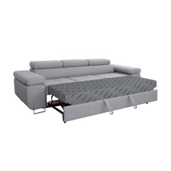 Sofa z funkcją spania Annabelle II z regulowanymi podłokietnikami - szary welwet łatwoczyszczący Zetta 302 / nogi chromowane