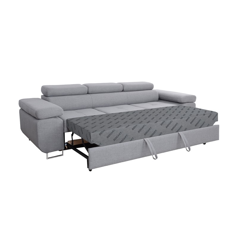 Sofa z funkcją spania Annabelle II z regulowanymi podłokietnikami - szary welwet łatwoczyszczący Zetta 302 / nogi chromowane