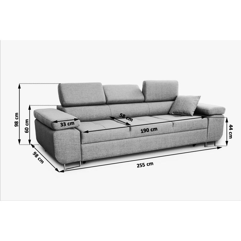 Sofa Annabelle z funkcją spania - nogi czarne