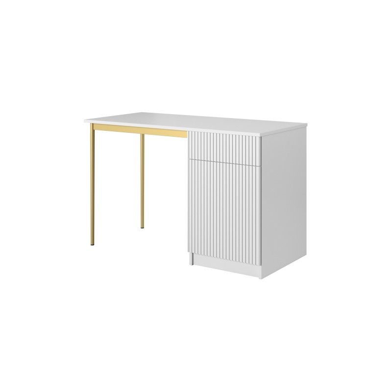 Biurko Nicole 120 cm - biały mat / złote nóżki