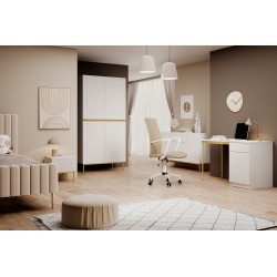 Biurko Nicole 120 cm - biały mat / złote nóżki