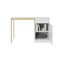 Biurko Nicole 120 cm - biały mat / złote nóżki