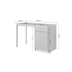 Biurko Nicole 120 cm - biały mat / złote nóżki