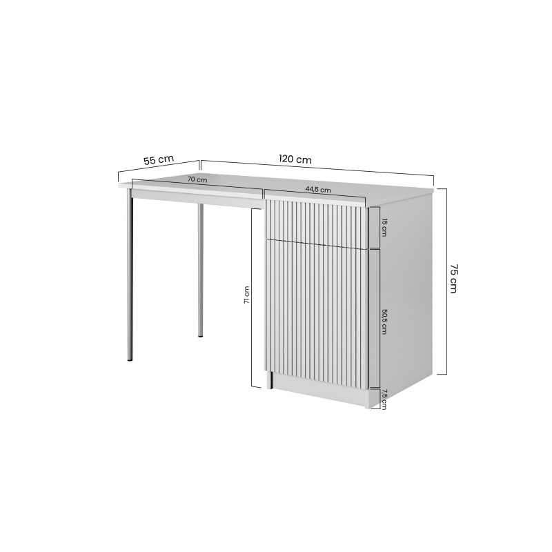 Biurko Nicole 120 cm - biały mat / złote nóżki