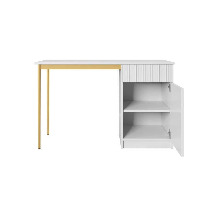 Biurko Nicole 120 cm - biały mat / złote nóżki