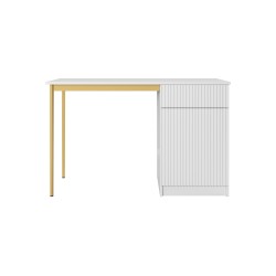 Biurko Nicole 120 cm - biały mat / złote nóżki