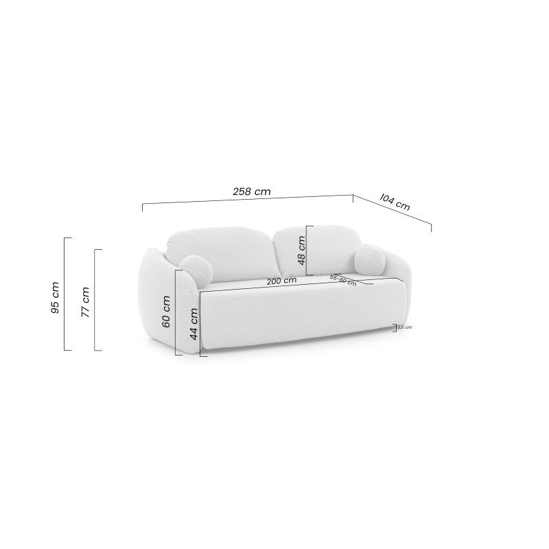 Kanapa Latina z funkcją spania - beżowy szenil Miu 2040 Kanapa Latina z funkcją spania - beżowy szenil Miu 2040