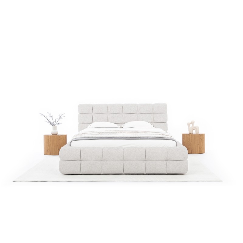 Łóżko sypialniane Magnelio 160x200 z pojemnikiem - beżowa boucle Raven 22 Łóżko sypialniane Magnelio 160x200 z pojemnikiem - beżowa boucle Raven 22