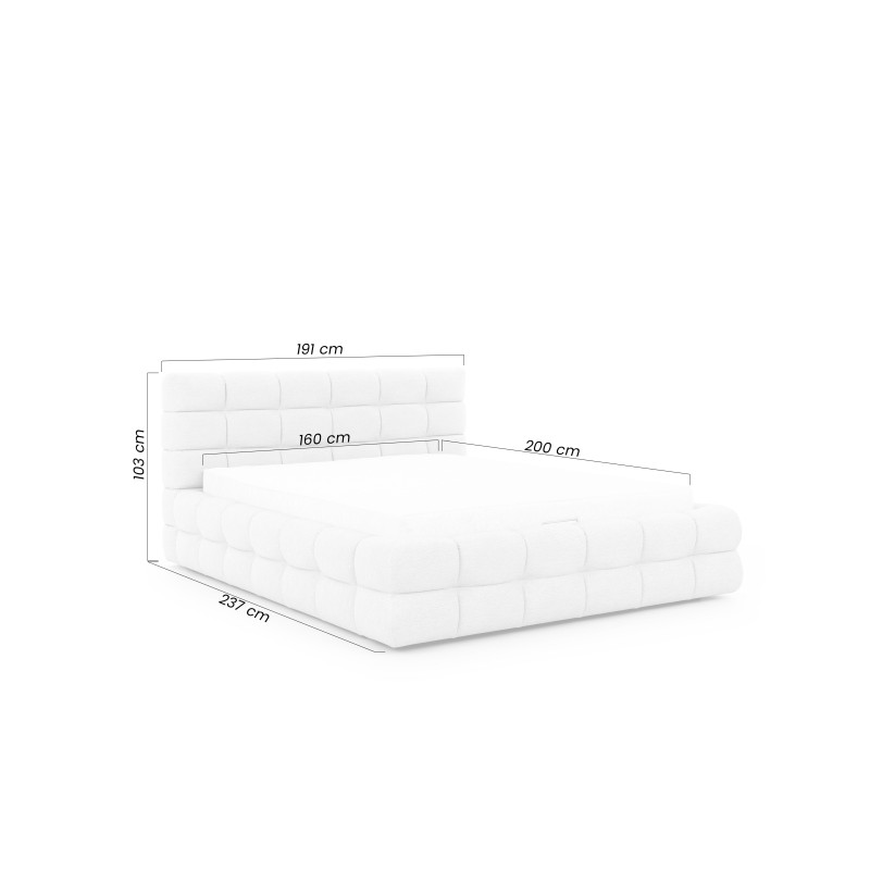 Łóżko sypialniane Magnelio 160x200 z pojemnikiem - beżowa boucle Raven 22 Łóżko sypialniane Magnelio 160x200 z pojemnikiem - beżowa boucle Raven 22