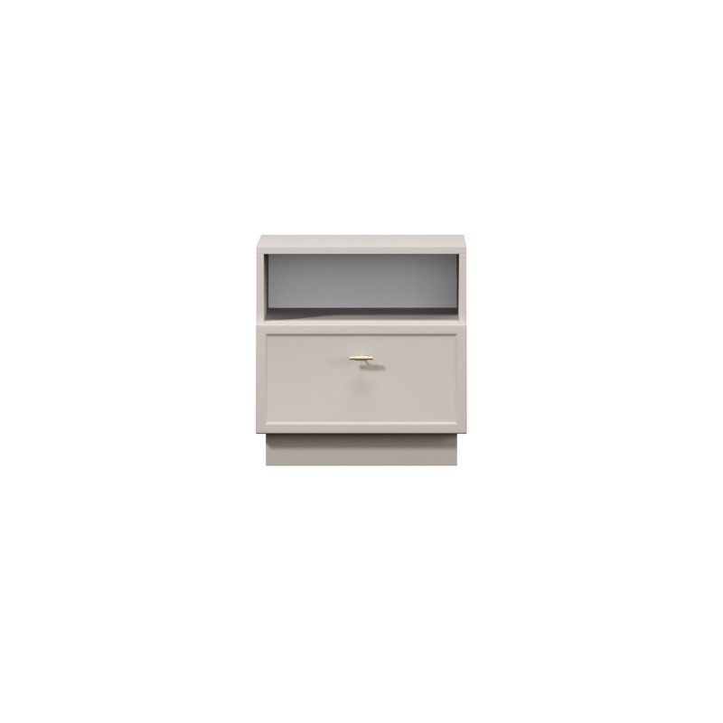 Szafka nocna Lorini z szufladą 45 cm - kaszmir / złoty uchwyt T-bar Szafka nocna Lorini z szufladą 45 cm - kaszmir / złoty uchwyt T-bar
