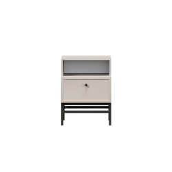 Szafka nocna Lorini z szufladą 45 cm - kaszmir / czarny uchwyt / stelaż Szafka nocna Lorini z szufladą 45 cm - kaszmir / czarny uchwyt / stelaż