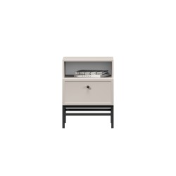 Szafka nocna Lorini z szufladą 45 cm - kaszmir / czarny uchwyt / stelaż Szafka nocna Lorini z szufladą 45 cm - kaszmir / czarny uchwyt / stelaż
