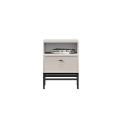 Szafka nocna Lorini z szufladą 45 cm - kaszmir / czarny uchwyt T-bar / stelaż Szafka nocna Lorini z szufladą 45 cm - kaszmir / czarny uchwyt T-bar / stelaż