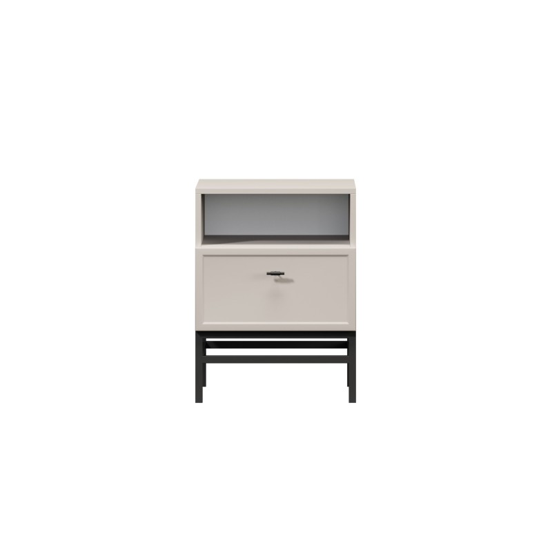 Szafka nocna Lorini z szufladą 45 cm - kaszmir / czarny uchwyt T-bar / stelaż Szafka nocna Lorini z szufladą 45 cm - kaszmir / czarny uchwyt T-bar / stelaż