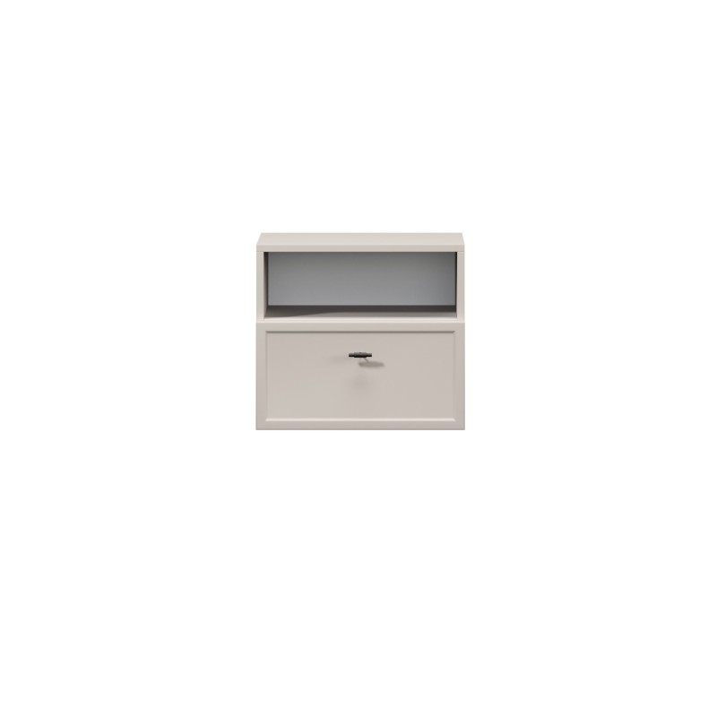 Szafka nocna wisząca Lorini z szufladą 45 cm - kaszmir / czarny uchwyt T-bar Szafka nocna wisząca Lorini z szufladą 45 cm - kaszmir / czarny uchwyt T-bar