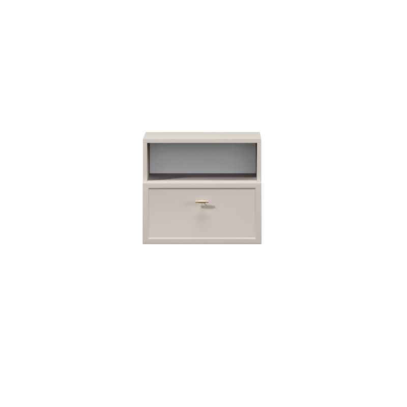 Szafka nocna wisząca Lorini z szufladą 45 cm - kaszmir / złoty uchwyt T-bar Szafka nocna wisząca Lorini z szufladą 45 cm - kaszmir / złoty uchwyt T-bar