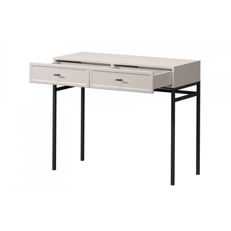 Konsola / toaletka Lorini 100 cm z szufladami - kaszmir / czarne uchwyty T-bar / stelaż Konsola / toaletka Lorini 100 cm z szufladami - kaszmir / czarne uchwyty T-bar / stelaż
