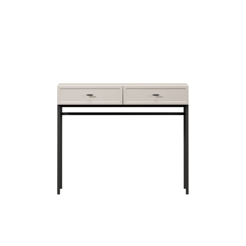 Konsola / toaletka Lorini 100 cm z szufladami - kaszmir / czarne uchwyty T-bar / stelaż Konsola / toaletka Lorini 100 cm z szufladami - kaszmir / czarne uchwyty T-bar / stelaż