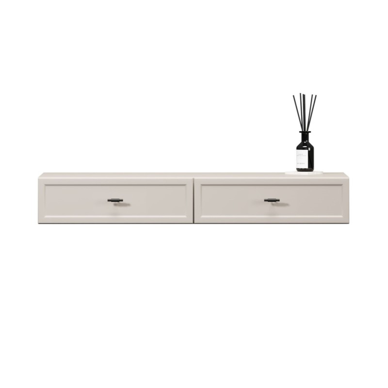 Konsola / toaletka wisząca Lorini 100 cm z szufladami - kaszmir / czarne uchwyty T-bar Konsola / toaletka wisząca Lorini 100 cm z szufladami - kaszmir / czarne uchwyty T-bar