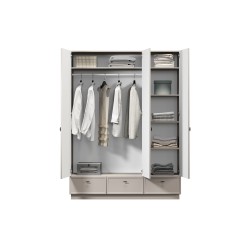 Szafa Lorini 150 cm - kaszmir, czarne uchwyty T-bar Szafa Lorini 150 cm - kaszmir, czarne uchwyty T-bar