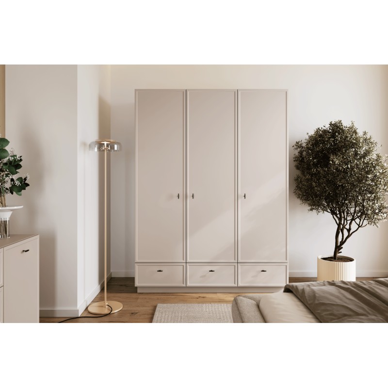 Szafa Lorini 150 cm - kaszmir, czarne uchwyty T-bar Szafa Lorini 150 cm - kaszmir, czarne uchwyty T-bar