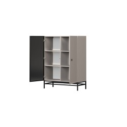 Witryna Lorini do salonu 100 cm - kaszmir / czarny uchwyt T-bar / stelaż Witryna Lorini do salonu 100 cm - kaszmir / czarny uchwyt T-bar / stelaż