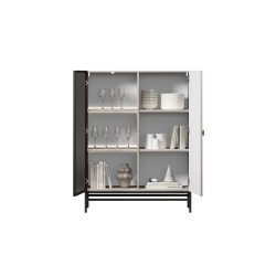 Witryna Lorini do salonu 100 cm - kaszmir / czarny uchwyt T-bar / stelaż Witryna Lorini do salonu 100 cm - kaszmir / czarny uchwyt T-bar / stelaż