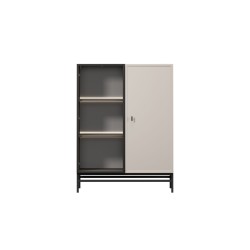 Witryna Lorini do salonu 100 cm - kaszmir / czarny uchwyt T-bar / stelaż Witryna Lorini do salonu 100 cm - kaszmir / czarny uchwyt T-bar / stelaż