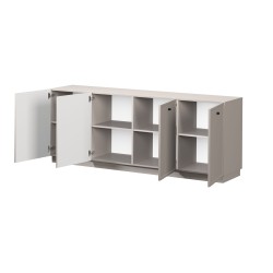 Komoda czterodrzwiowa Lorini 200 cm - kaszmir / czarne uchwyty Komoda czterodrzwiowa Lorini 200 cm - kaszmir / czarne uchwyty