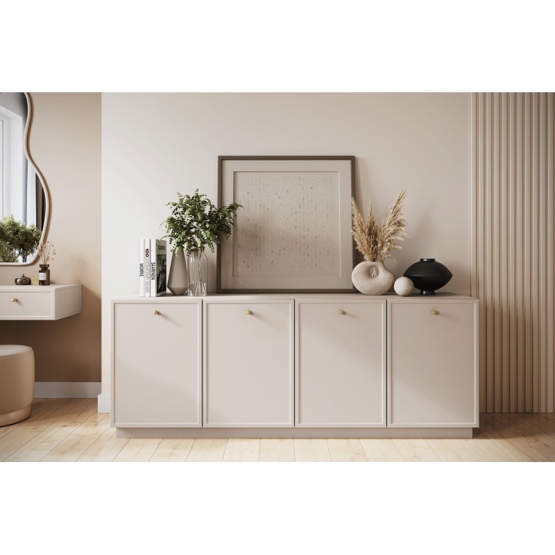 Komoda czterodrzwiowa Lorini 200 cm - kaszmir / złote uchwyty Komoda czterodrzwiowa Lorini 200 cm - kaszmir / złote uchwyty