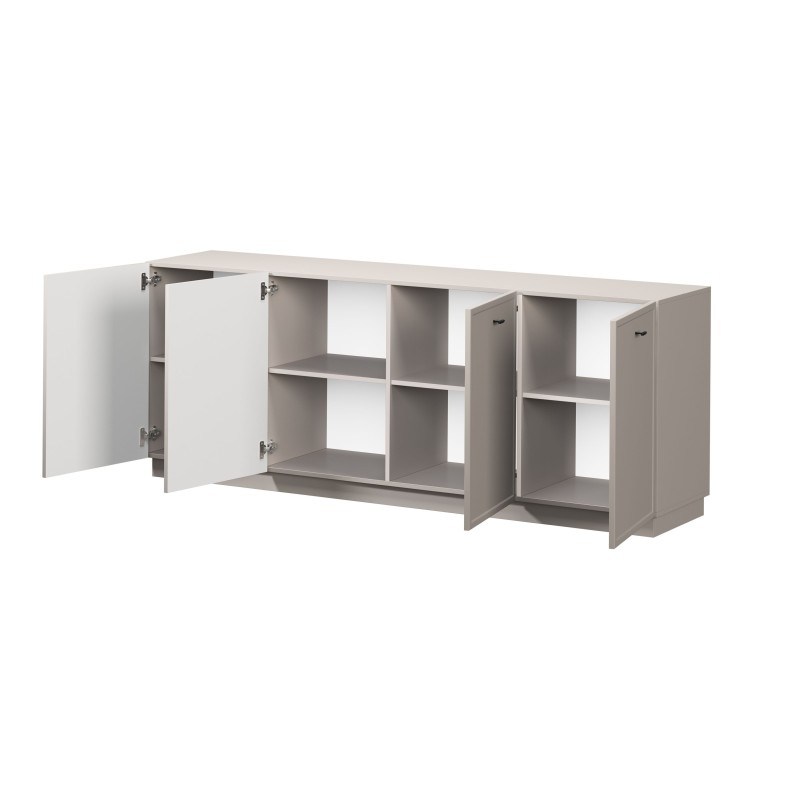 Komoda czterodrzwiowa Lorini 200 cm - kaszmir / czarne uchwyty T-bar Komoda czterodrzwiowa Lorini 200 cm - kaszmir / czarne uchwyty T-bar