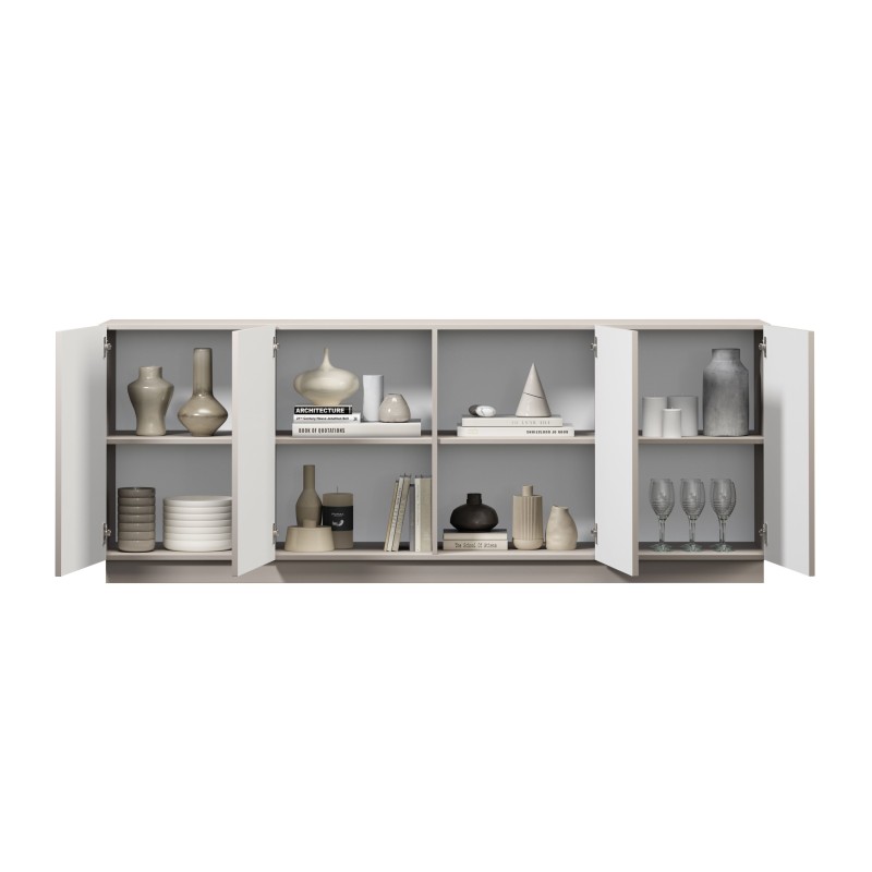 Komoda czterodrzwiowa Lorini 200 cm - kaszmir / złote uchwyty T-bar Komoda czterodrzwiowa Lorini 200 cm - kaszmir / złote uchwyty T-bar