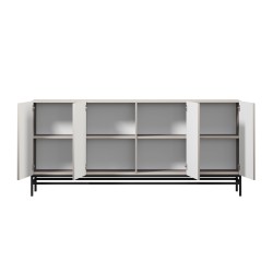 Komoda czterodrzwiowa Lorini 200 cm - kaszmir / czarne uchwyty / stelaż Komoda czterodrzwiowa Lorini 200 cm - kaszmir / czarne uchwyty / stelaż