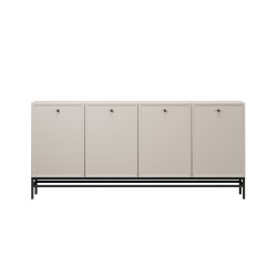 Komoda czterodrzwiowa Lorini 200 cm - kaszmir / czarne uchwyty / stelaż Komoda czterodrzwiowa Lorini 200 cm - kaszmir / czarne uchwyty / stelaż