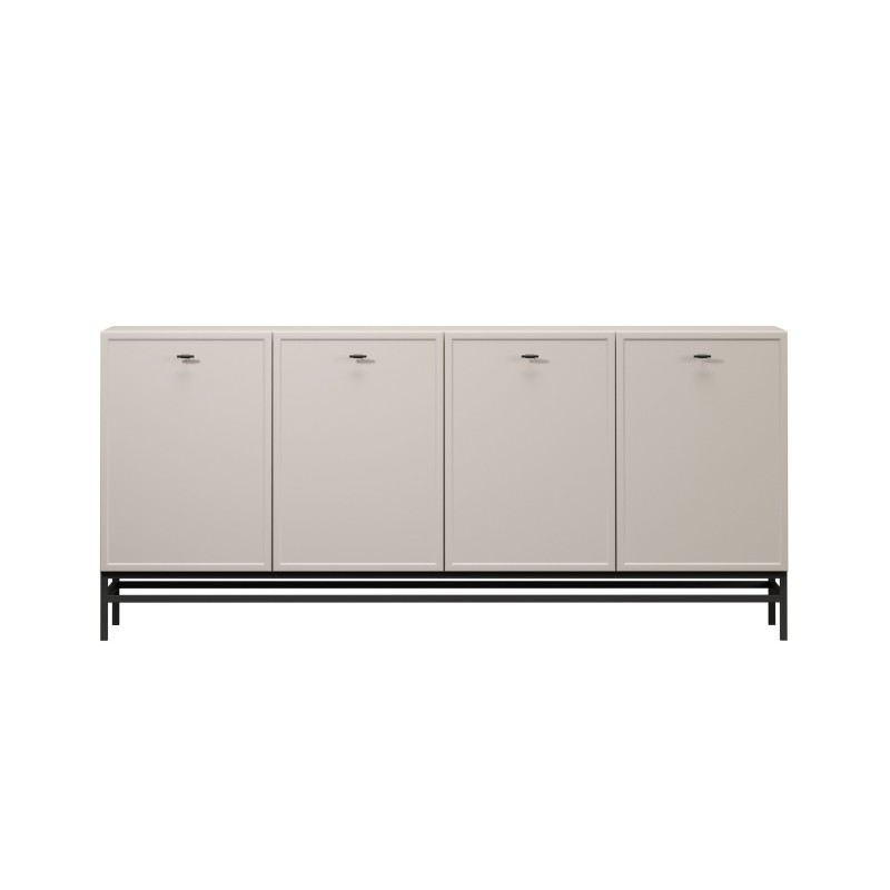 Komoda czterodrzwiowa Lorini 200 cm - kaszmir / czarne uchwyty T-bar / stelaż Komoda czterodrzwiowa Lorini 200 cm - kaszmir / czarne uchwyty T-bar / stelaż