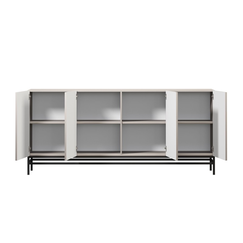 Komoda czterodrzwiowa Lorini 200 cm - kaszmir / czarne uchwyty T-bar / stelaż Komoda czterodrzwiowa Lorini 200 cm - kaszmir / czarne uchwyty T-bar / stelaż