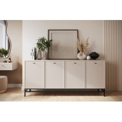 Komoda czterodrzwiowa Lorini 200 cm - kaszmir / czarne uchwyty T-bar / stelaż Komoda czterodrzwiowa Lorini 200 cm - kaszmir / czarne uchwyty T-bar / stelaż