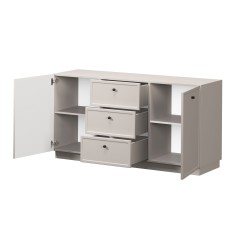 Komoda Lorini 150 cm - kaszmir, czarne uchwyty Komoda Lorini 150 cm - kaszmir, czarne uchwyty