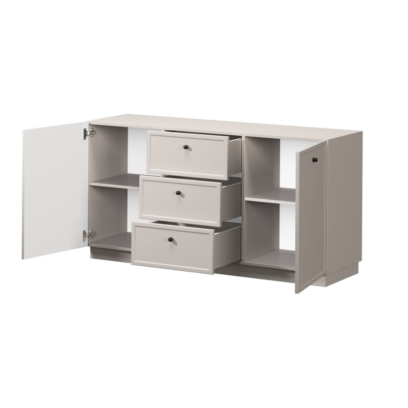 Komoda Lorini 150 cm - kaszmir, czarne uchwyty Komoda Lorini 150 cm - kaszmir, czarne uchwyty