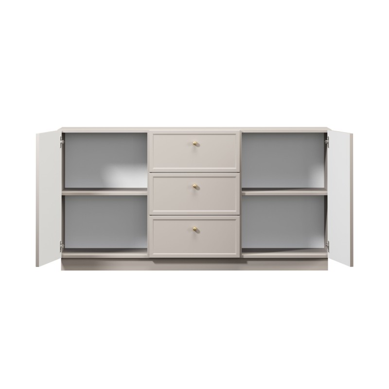 Komoda Lorini 150 cm z szufladami - kaszmir / złote uchwyty Komoda Lorini 150 cm z szufladami - kaszmir / złote uchwyty