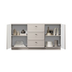 Komoda Lorini 150 cm z szufladami - kaszmir / czarne uchwyty T-bar Komoda Lorini 150 cm z szufladami - kaszmir / czarne uchwyty T-bar